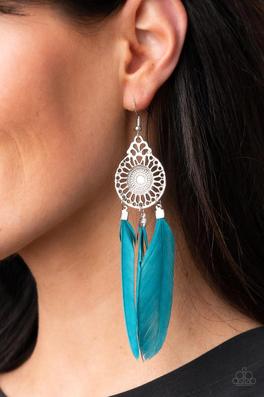 Paparazzi Accessories - Pretty in PLUMES - Blue earrings