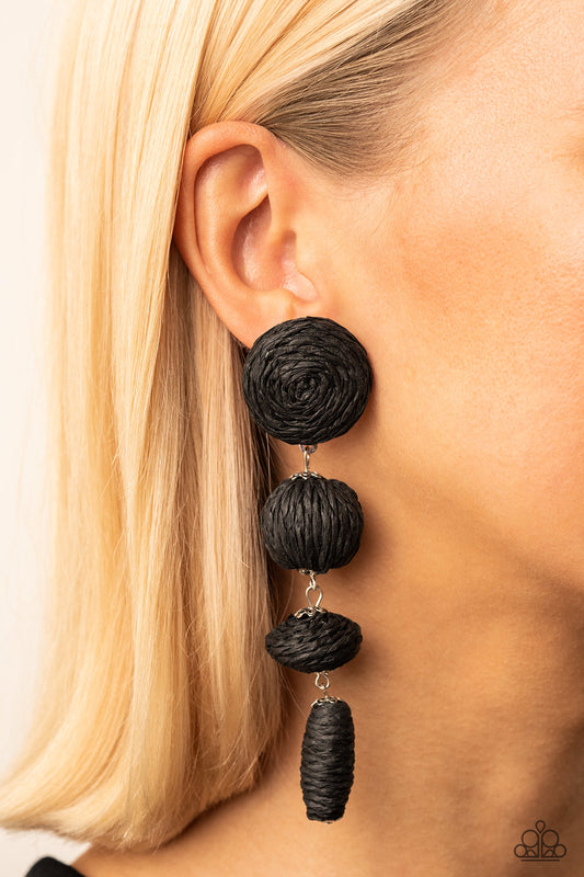 Paparazzi Accessories - Twine Tango - Black earrings