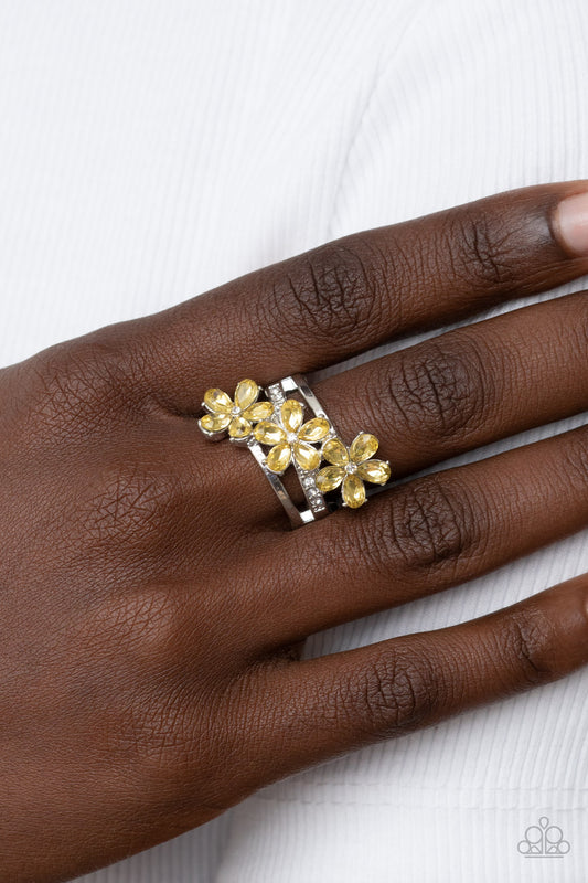 Paparazzi Accessories - Posh Petals - Yellow ring