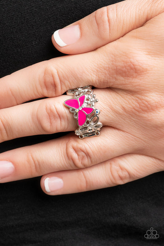 Paparazzi Accessories - All FLUTTERED Up - Pink ring