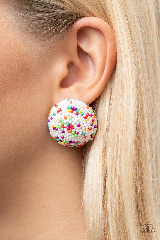 Paparazzi Accessories - Kaleidoscope Sky - White earrings