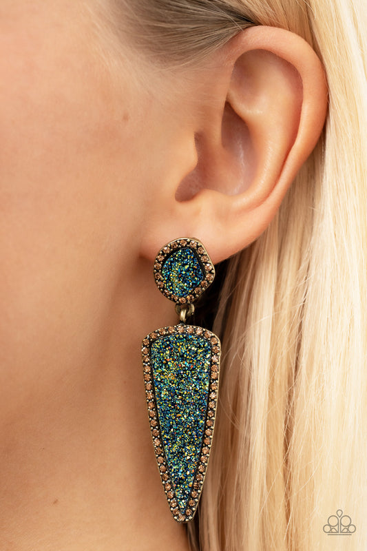 Papazzi Accessories - Druzy Desire - Brass earrings