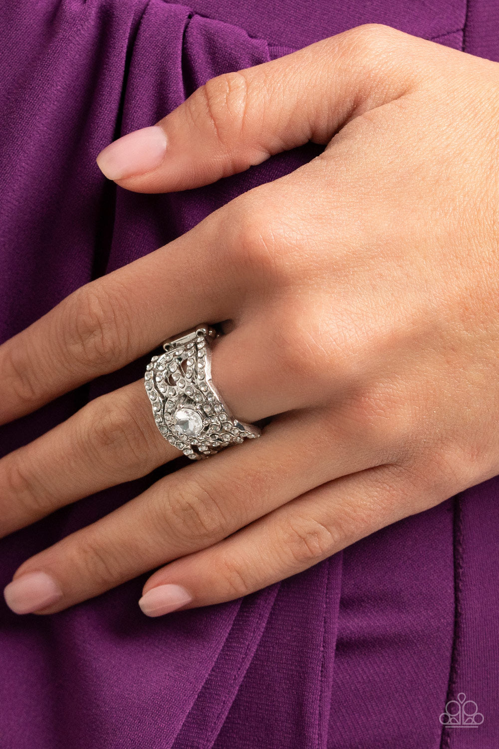 Paparazzi Accessories - Doting on Dazzle - White ring