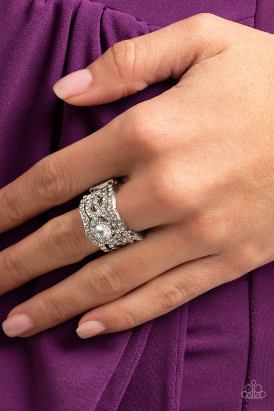 Paparazzi Accessories - Doting on Dazzle - White ring