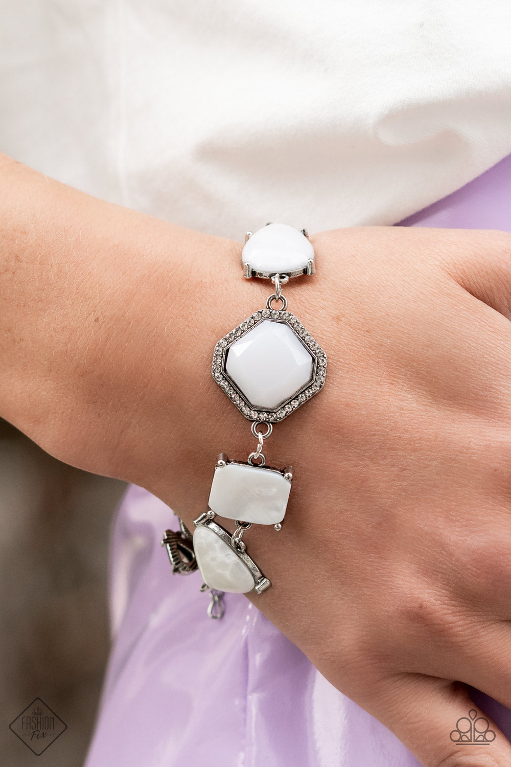 Paparazzi Accessories - Grounding Glamour - White bracelet