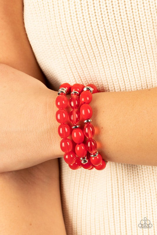 Paparazzi Accessories - Coastal Coastin - Red bracelet