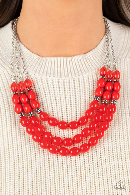 Paparazzi Accessories - Coastal Cruise - Red necklace