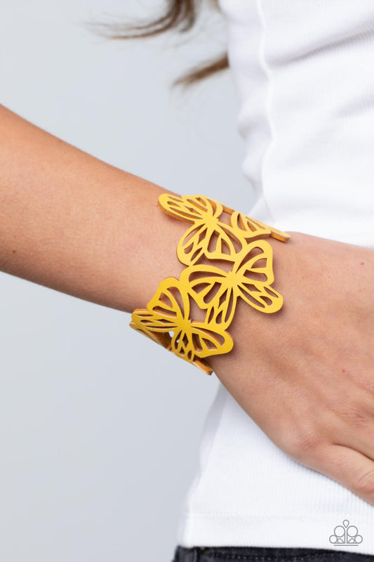 Paparazzi Accessories - Butterfly Breeze - Yellow bracelet