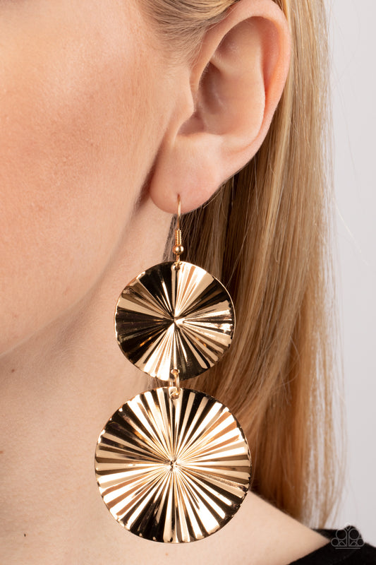 Paparazzi Accessories - In Your Wildest FAN-tasy - Gold earrings