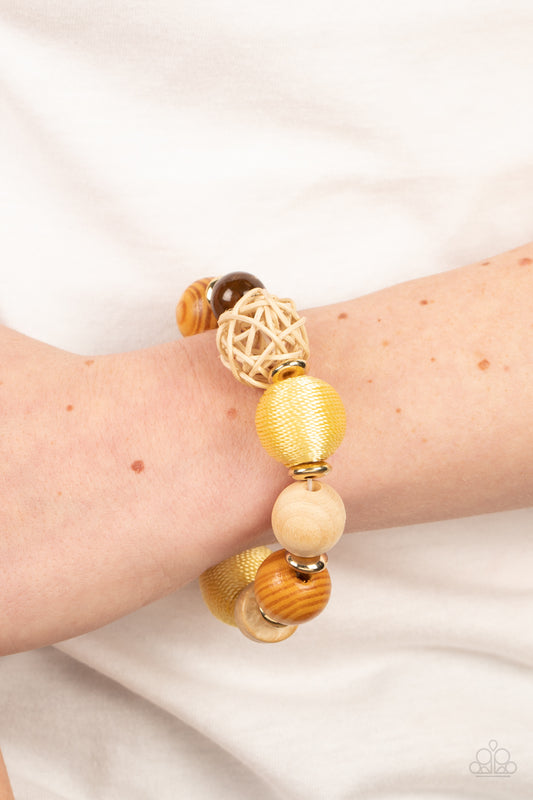 Paparazzi Accessories - Happily Homespun - Yellow bracelet