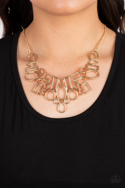 Paparazzi Accessories - Geometric Grit - Gold necklace