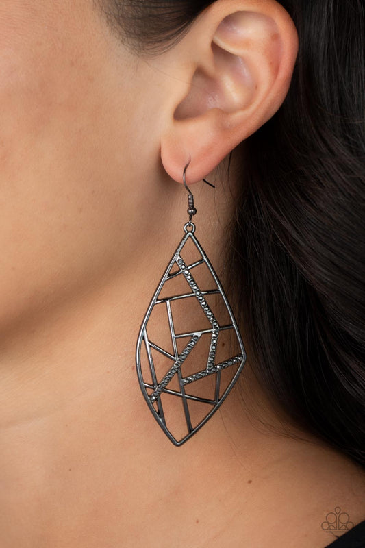 Paparazzi Accessories - Geo Grid - Black earrings