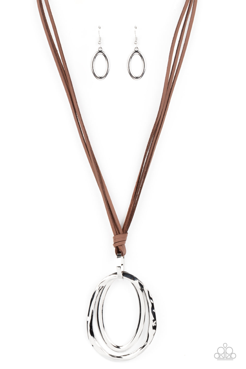 Long OVAL-due - Brown necklace