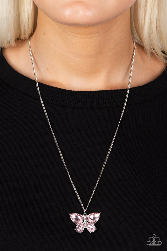 Paparazzi Accessories - Free-Flying Flutter - Pink necklace