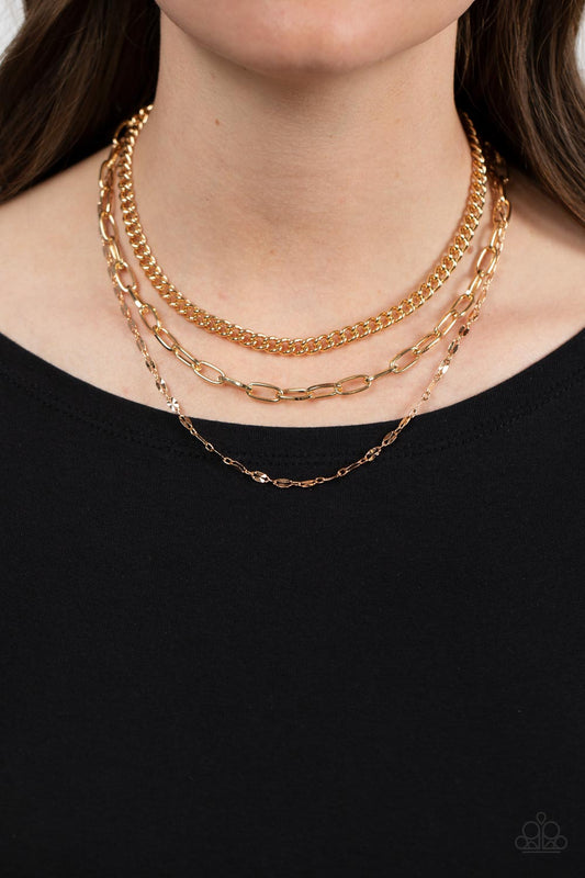 Paparazzi Accessories - Galvanized Grit - Gold necklace