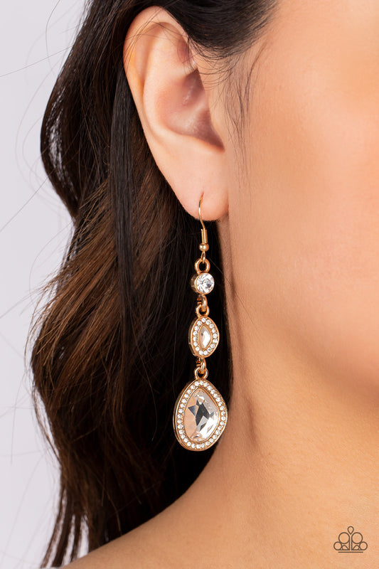 Paparazzi Accessories - Dripping Self-Confidence - Gold earrings