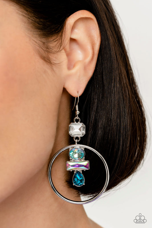 Paparazzi Accessories - Geometric Glam - Blue earrings
