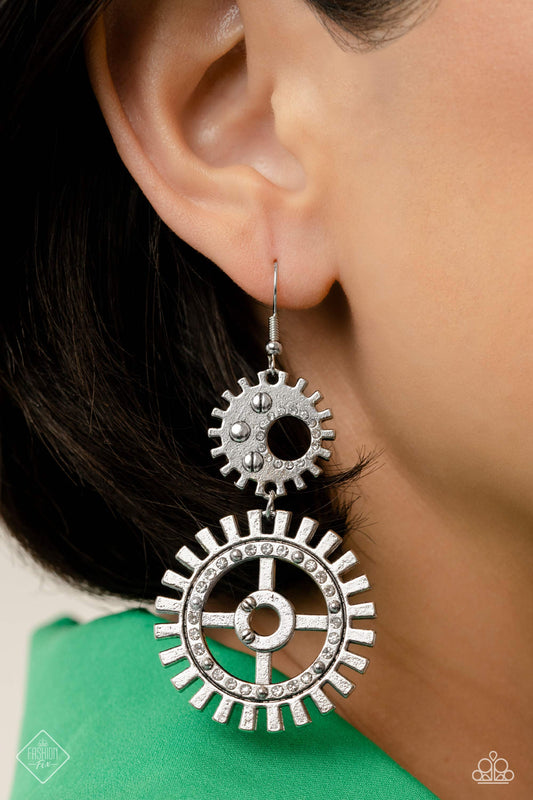 Paparazzi Accessories - I Have a STEAMPUNK - White earrings